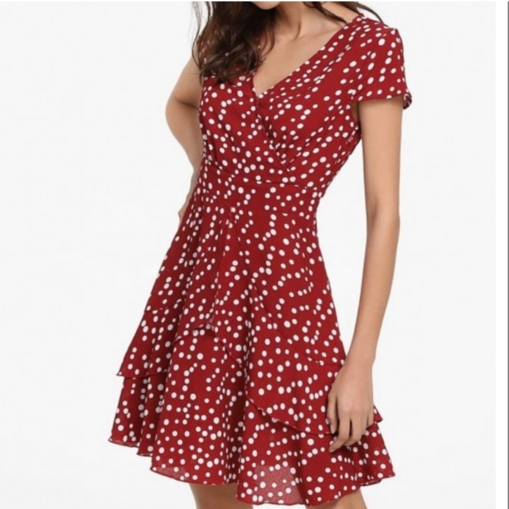 Zaful | Red Polka Dot Cap Sleeve Dress